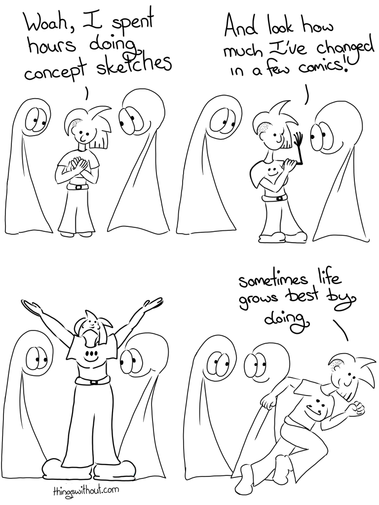 Things Webcomic featuring Liz see transcript below