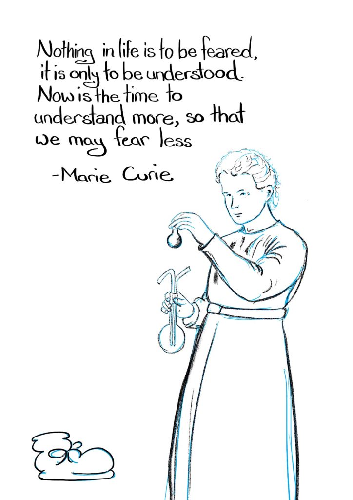 Marie Curie and Boot webcomic, see below for full transcript