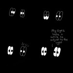 Transcript: I'm not sure how well this joke renders non-visually, but here's an attempt! The Things are in complete darkness, you can only see their eyes and their eyes are white lines on black. Slowly Thing 1's eyes fill up with white, so it looks a bit more normal. Thing 2 still looks like an inverse drawing and is surprised. Eventually Thing 2's eyes flip black and white coloring and look a bit more normal. Thing 2: My eyes take a while to adjust to the light