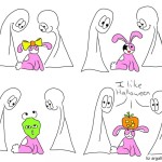 Bunny Halloween webcomic, see below for full transcript