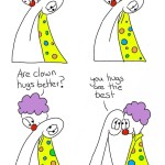 clown hugs webcomic, see below for full transcript