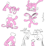 Bunny yoga comic, see below for full transcript