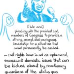 I thought I'd use this day to read more Martin Luther King speeches, look at some things that aren't so commonly read. Quotes are one thing, but it is nice to read the wholeness of something. The Give Us the Ballot speech has some complexities. It has an optimism towards voting rights that could be read as too optimistic, or a provide a profound reason why voter suppression is so savage and severe. To get the vote turns out to be more complex than saying folks have a thing, there's a whole lot of machinery of government and culture that can work to support or suppress true democracy. The Give Us the Ballot speech is probably not quoted as much because it has an uncomplicated anti-communism statement from someone who had a complicated relationship with the term and faced savage investigation because of the term. The Martin Luther King, Jr. Research and Education Institute has some interesting analysis about that. This quote touches so powerfully on a need, still owing, over 50 years later. And when I read the final paragraph of this speech I am reminded about how so many Black voters in the USA are to be thanked for helping get Trump out of Office and changing the balance of power in the Senate. Martin Luther King's praise seems quite fitting when he speaks of the good that can come from Black voters: Keep moving amid every mountain of opposition. (Yes sir, Yeah) If you will do that with dignity (Say it), when the history books are written in the future, the historians will have to look back and say, “There lived a great people. (Yes sir, Yes) A people with ‘fleecy locks and black complexion,’ but a people who injected new meaning into the veins of civilization (Yes); a people which stood up with dignity and honor and saved Western civilization in her darkest hour (Yes); a people that gave new integrity and a new dimension of love to our civilization.” Transcript: [We are] pleading with the president and members of Congress to provide a strong, moral, and courageous leadership for a situation that cannot permanently be evaded.. civil rights issue is not an ephemeral, evanescent domestic issue that can be kicked about by reactionary guardians of the status quo. -Give us the Ballot May 17 1957 Thanks to all my patrons and a special big extra thanks to Kate Webb, Erik Owomoyela and Sandra M. Odell.