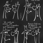 Spook: Are you a collaborator? Doodle Entity: No, but I'd like to be. Spook: We could use someone with your co-operative persuasion Doodle Creature: Bunson told me all about it. Can I help with lunch? Spook puts a hand to their face.